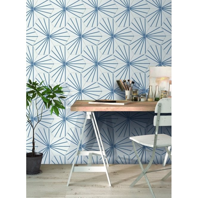 Lily Hex Hexagon Denim Line 22.8cm x 19.8cm Wall & Floor Tile