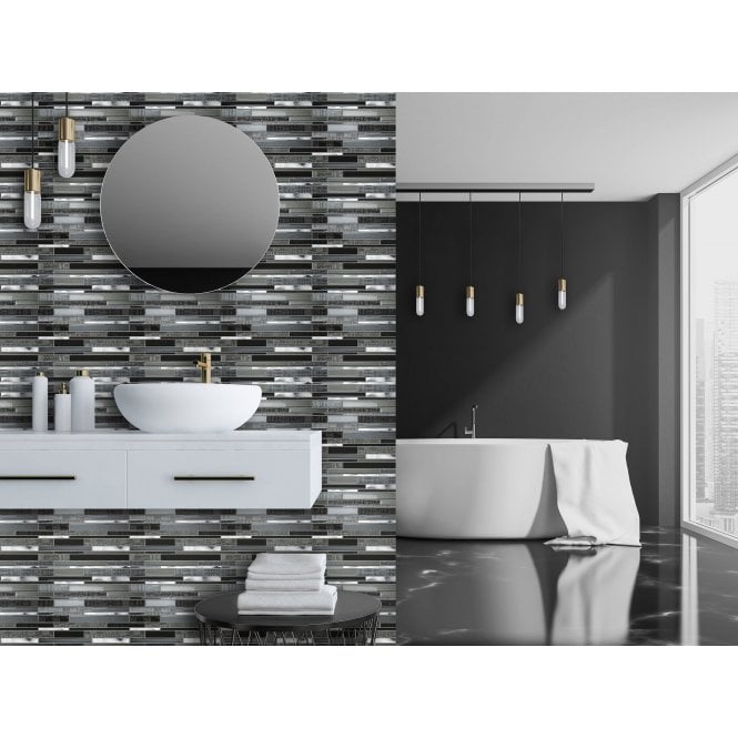 Linear Grey 30cm x 30cm Mosaic Tile