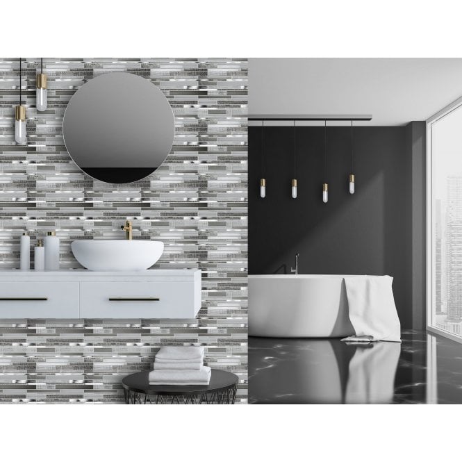 Linear White 30cm x 30cm Mosaic Tile