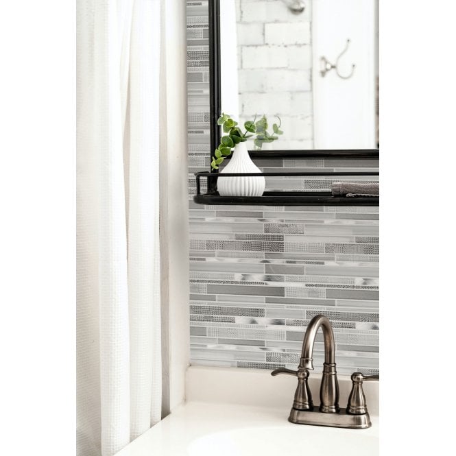 Linear White 30cm x 30cm Mosaic Tile