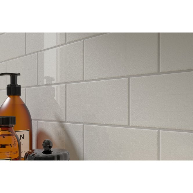 Lisbon Crackle White Glazed 7.5cm x 15cm Wall Tile