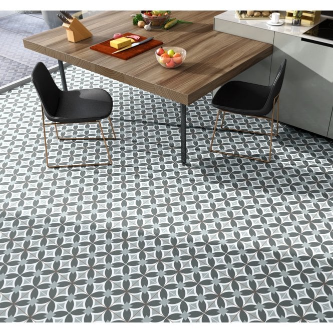 Lisbone Black Grey 45cm x 45cm Wall and Floor Tile