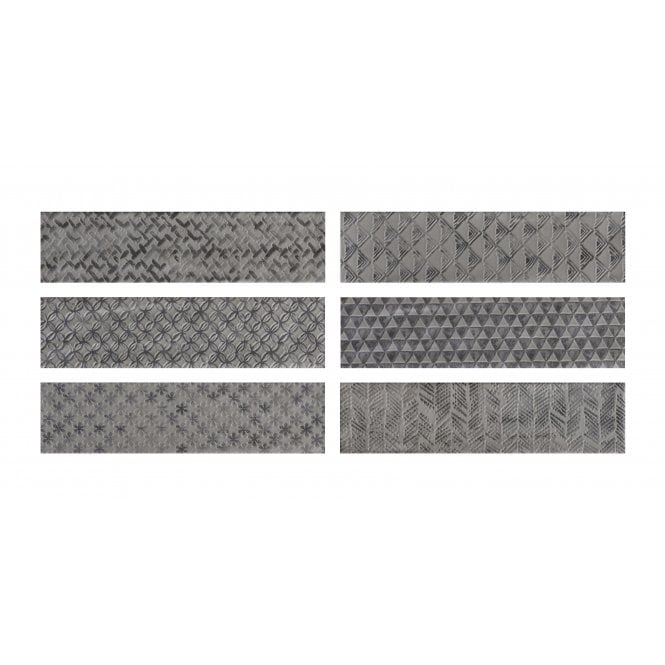 Loft Brick Grey High Gloss Decor 6.5cm x 26cm Wall Tile