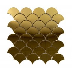 Lux Gold Fan Gloss (7.1cm x 6.1cm) 29cm x 29.6cm Mosaic Tile