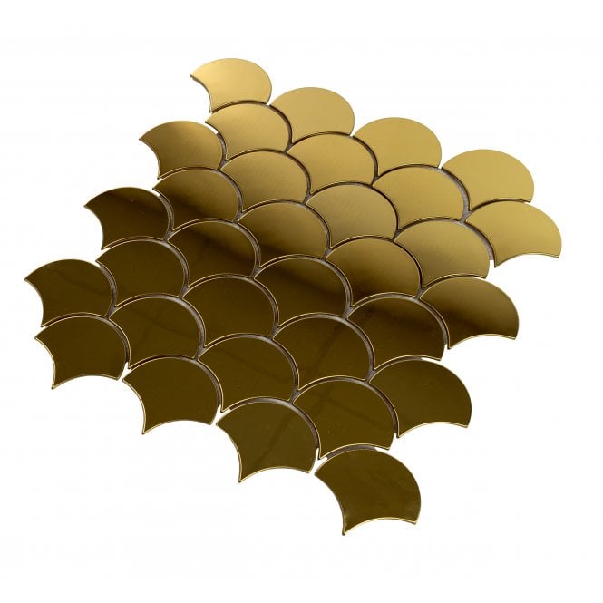 Lux Gold Fan Gloss (7.1cm x 6.1cm) 29cm x 29.6cm Mosaic Tile
