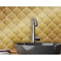 Lux Gold Fan Gloss (7.1cm x 6.1cm) 29cm x 29.6cm Mosaic Tile