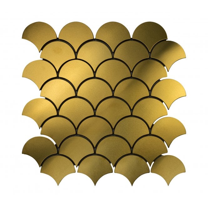 Lux Gold Fan Matt (7.1cm x 6.1cm) 29cm x 29.6cm Mosaic Tile