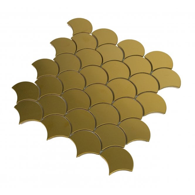 Lux Gold Fan Matt (7.1cm x 6.1cm) 29cm x 29.6cm Mosaic Tile