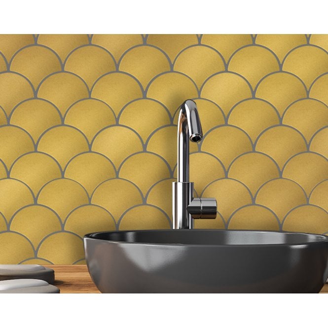 Lux Gold Fan Matt (7.1cm x 6.1cm) 29cm x 29.6cm Mosaic Tile