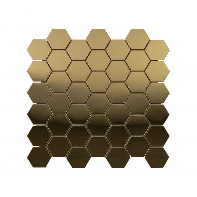 Lux Gold Hexagon Gloss (4.8cm x 4.8cm) 30cm x 30cm Mosaic Tile