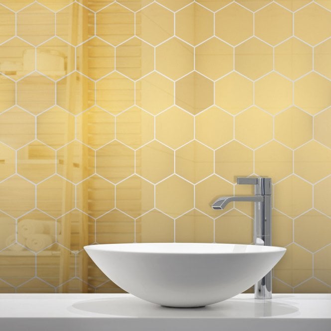 Lux Gold Hexagon Gloss (4.8cm x 4.8cm) 30cm x 30cm Mosaic Tile