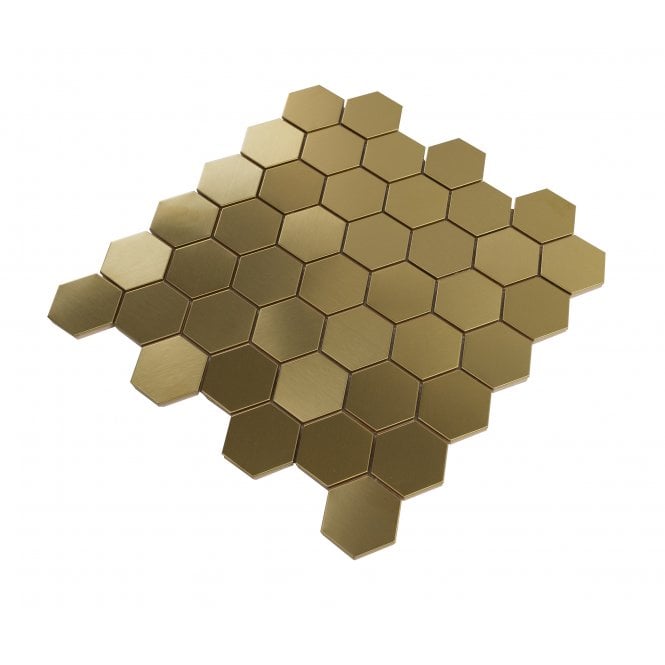 Lux Gold Hexagon Matt (4.8cm x 4.8cm) 30cm x 30cm Mosaic Tile