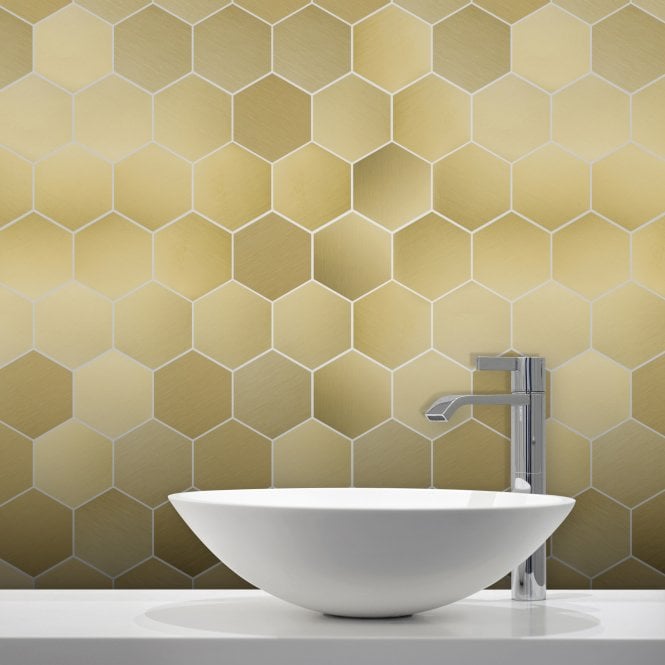 Lux Gold Hexagon Matt (4.8cm x 4.8cm) 30cm x 30cm Mosaic Tile