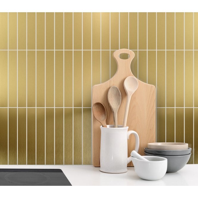 Lux Gold Kit Kat Matt (2.3cm x 14.8cm) 30cm x 30cm Mosaic Tile
