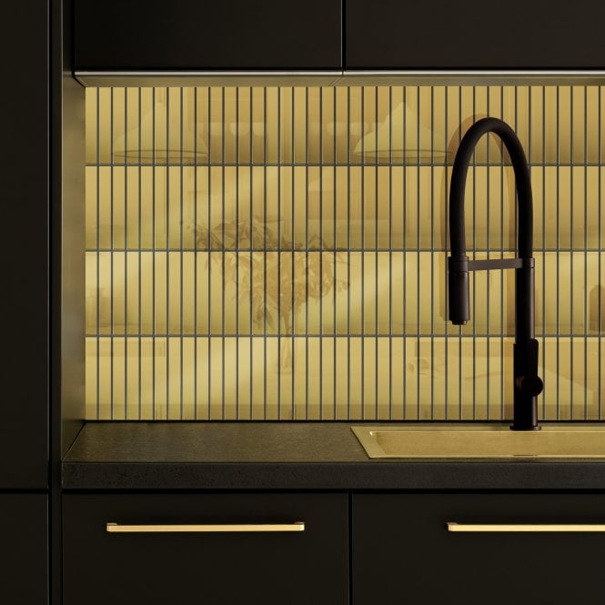 Lux Gold Mini Kit Kat Gloss (1.5cm x 9.8cm) 30cm x 30cm Mosaic Tile