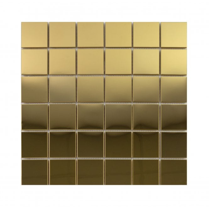 Lux Gold Square Gloss (4.8cm x 4.8cm) 30cm x 30cm Mosaic Tile
