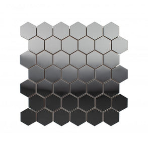 Lux Silver Hexagon Gloss (4.8cm x 4.8cm) 30cm x 30cm Mosaic Tile