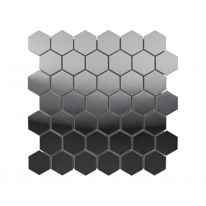 Lux Silver Hexagon Gloss (4.8cm x 4.8cm) 30cm x 30cm Mosaic Tile