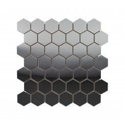 Lux Silver Hexagon Gloss (4.8cm x 4.8cm) 30cm x 30cm Mosaic Tile