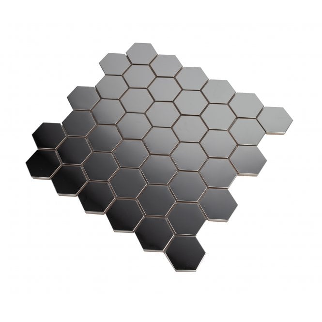 Lux Silver Hexagon Gloss (4.8cm x 4.8cm) 30cm x 30cm Mosaic Tile