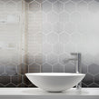 Lux Silver Hexagon Gloss (4.8cm x 4.8cm) 30cm x 30cm Mosaic Tile