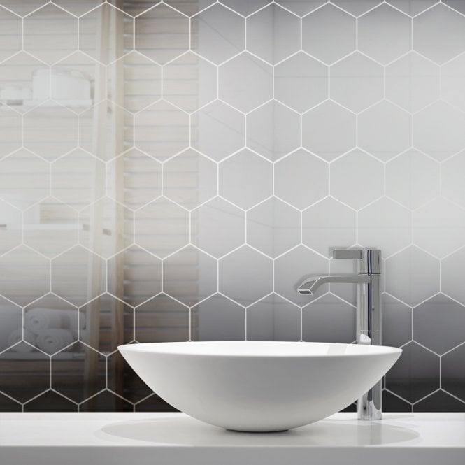 Lux Silver Hexagon Gloss (4.8cm x 4.8cm) 30cm x 30cm Mosaic Tile