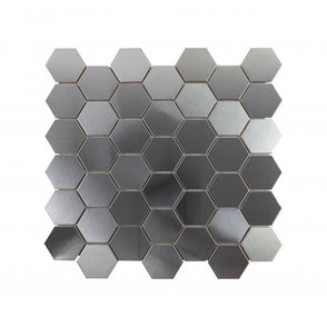 Lux Silver Hexagon Matt (4.8cm x 4.8cm) 30cm x 30cm Mosaic Tile
