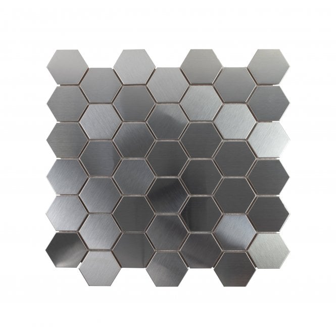 Lux Silver Hexagon Matt (4.8cm x 4.8cm) 30cm x 30cm Mosaic Tile