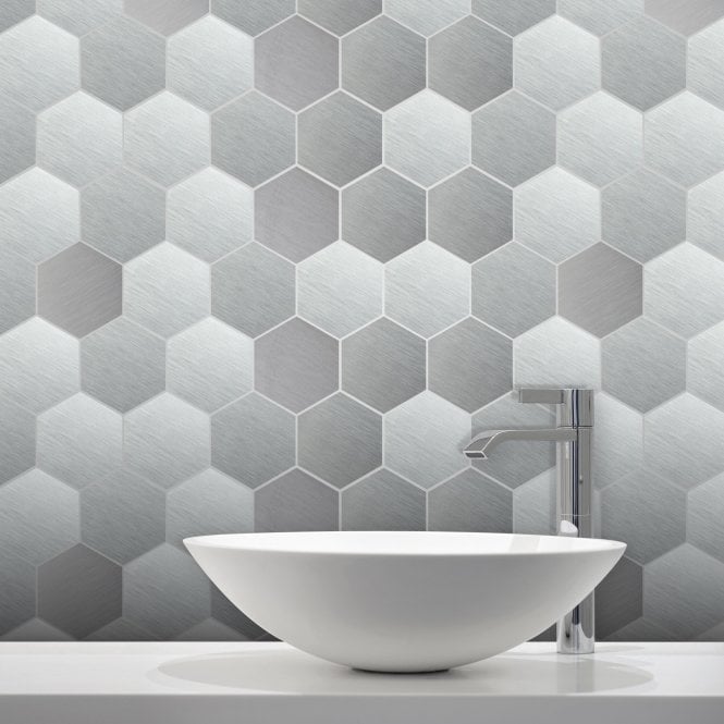 Lux Silver Hexagon Matt (4.8cm x 4.8cm) 30cm x 30cm Mosaic Tile