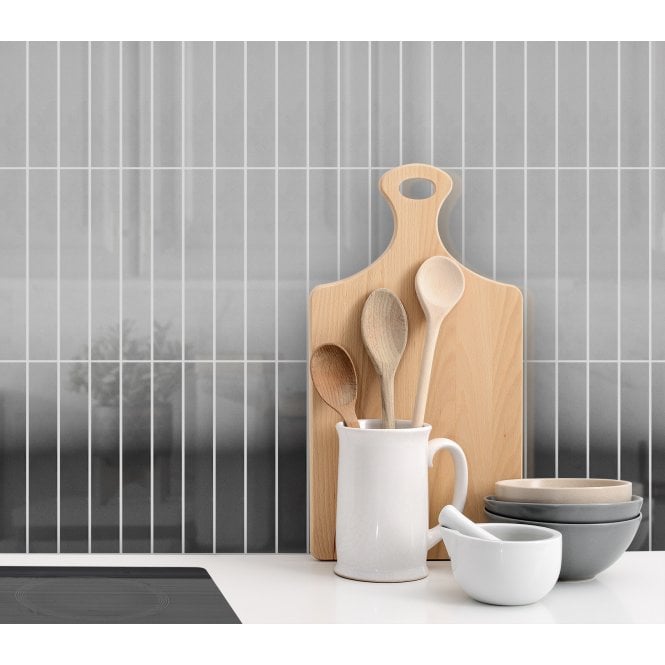 Lux Silver Kit Kat Gloss (2.3cm x 14.8cm) 30cm x 30cm Mosaic Tile