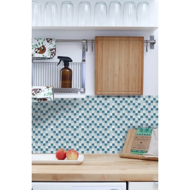 Malla Blue 30cm x 30cm Peel & Stick Mosaic Tile