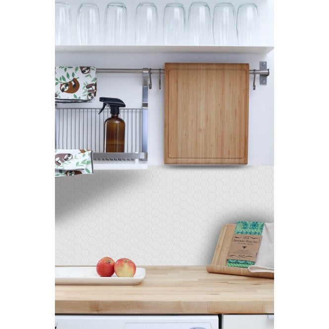 Malla Hexagon White 30cm x 30cm Peel & Stick Mosaic Tile