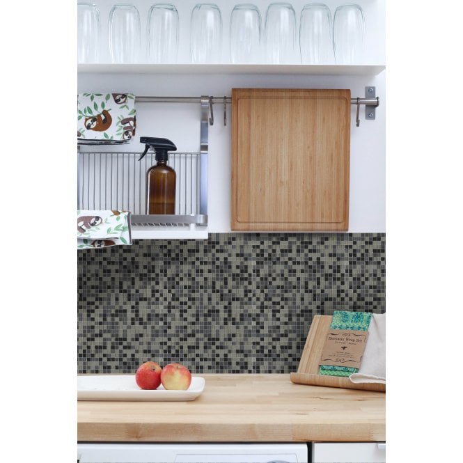 Malla Mini Black 30cm x 30cm Peel & Stick Mosaic Tile