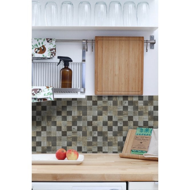 Malla Wood Mosaic 30cm x 30cm Peel & Stick Mosaic Tile