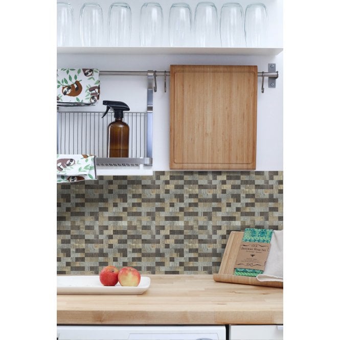 Malla Wood Brick Mosaic 30cm x 30cm Peel & Stick Mosaic Tile