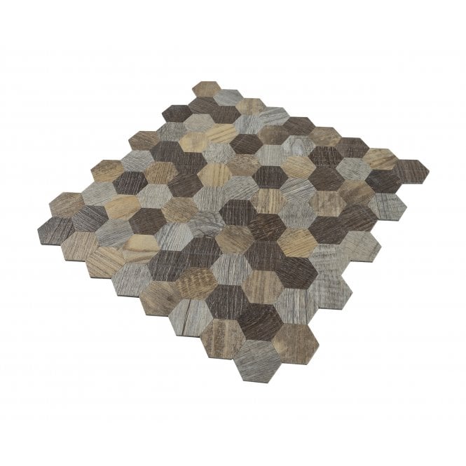 Malla Wood Hexagon Mosaic 30cm x 30cm Peel & Stick Mosaic Tile