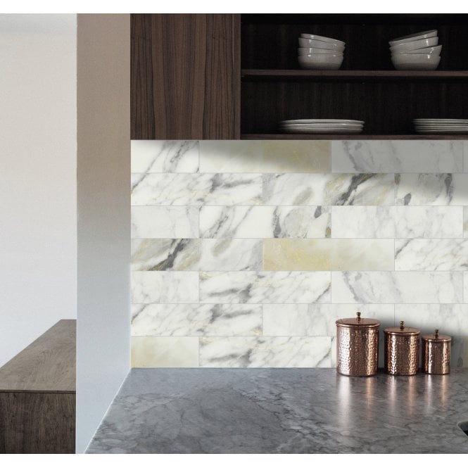 Marble Arabescato Gold 7.5cm x 30.5cm Wall & Floor Tile