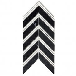 Marmi Black Marble Polished 27.5cm x 15cm Mosaic Tile
