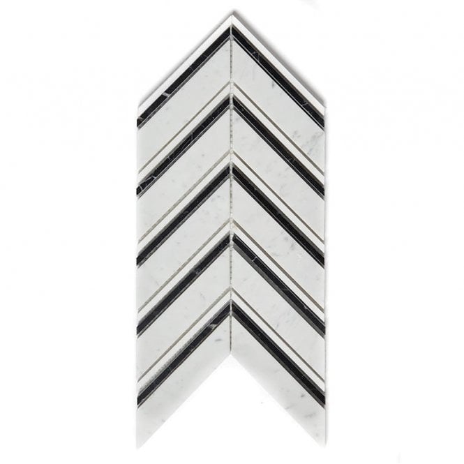 Marmi Carrara Marble Polished 27.5cm x 15cm Mosaic Tile