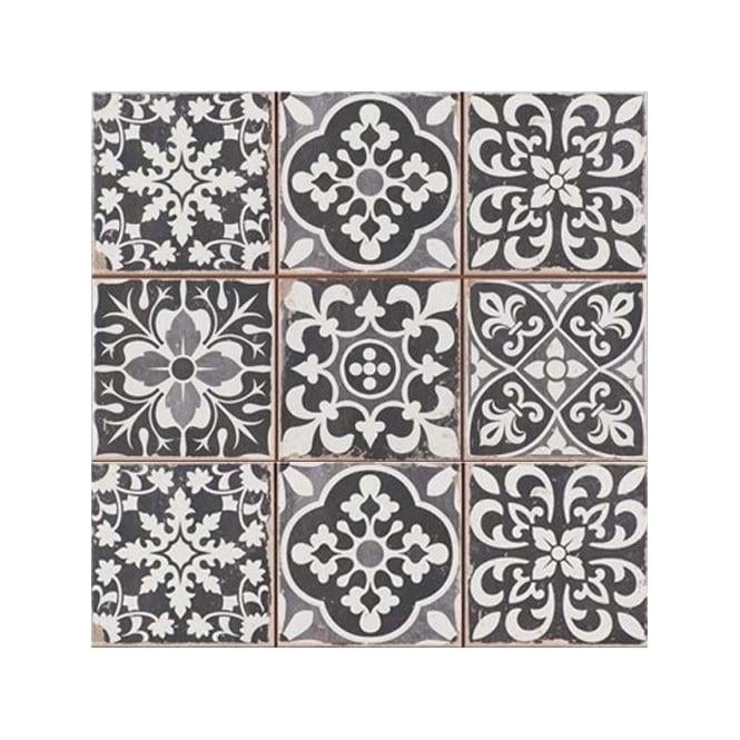 Peronda Marrakesh Black Decor 33cm x 33cm Wall & Floor Tile