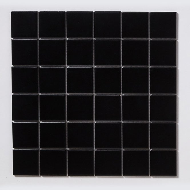 Matt Black Large Square 30cm x 30cm (4.8cm x 4.8cm) Mosaic Tile