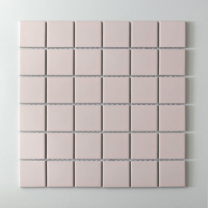 Matt Soft Pink Square (4.8cm x 4.8cm) 30cm x 30cm Mosaic Tile