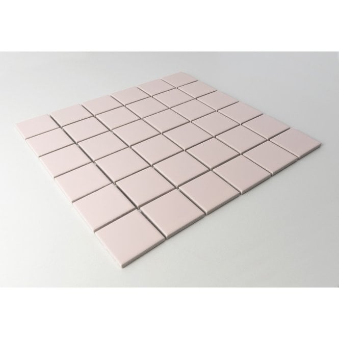 Matt Soft Pink Square (4.8cm x 4.8cm) 30cm x 30cm Mosaic Tile