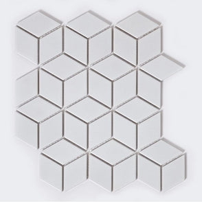 Matt White Hexacube 3D 26.6cm x 30.5cm (4.8cm x 4.8cm) Mosaic Tiles