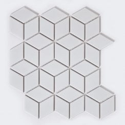 Matt White Hexacube 3D 26.6cm x 30.5cm (4.8cm x 4.8cm) Mosaic Tiles