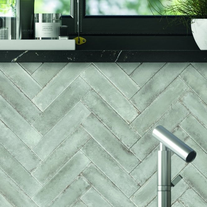 Italian Design Metal Brick Grey Lux 6cm x 24cm Wall Tile