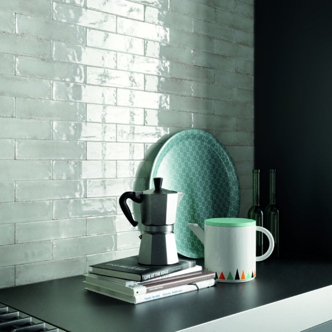 Italian Design Metal Brick White Lux 6cm x 24cm Wall Tile