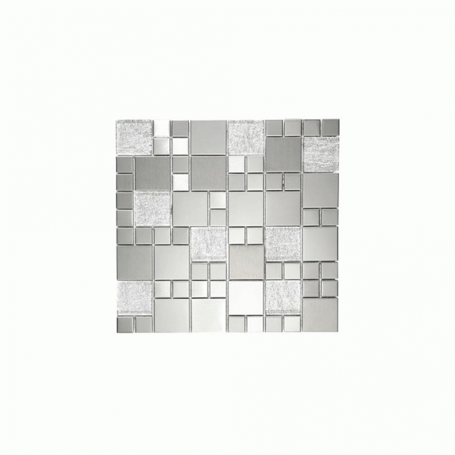 Metallic Random Silver Mix 30cm x 30cm Glass Mosaic