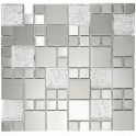 Metallic Random Silver Mix 30cm x 30cm Glass Mosaic