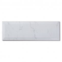 Metro Bevel Gloss Carrara 10cm x 30cm Wall Tile